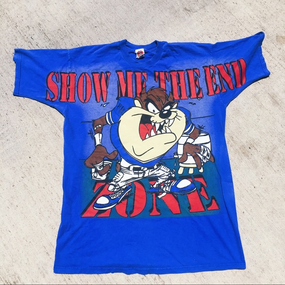 SOLD Vintage Looney Toons Show Me the End Zone Tee - Picture 1 of 3